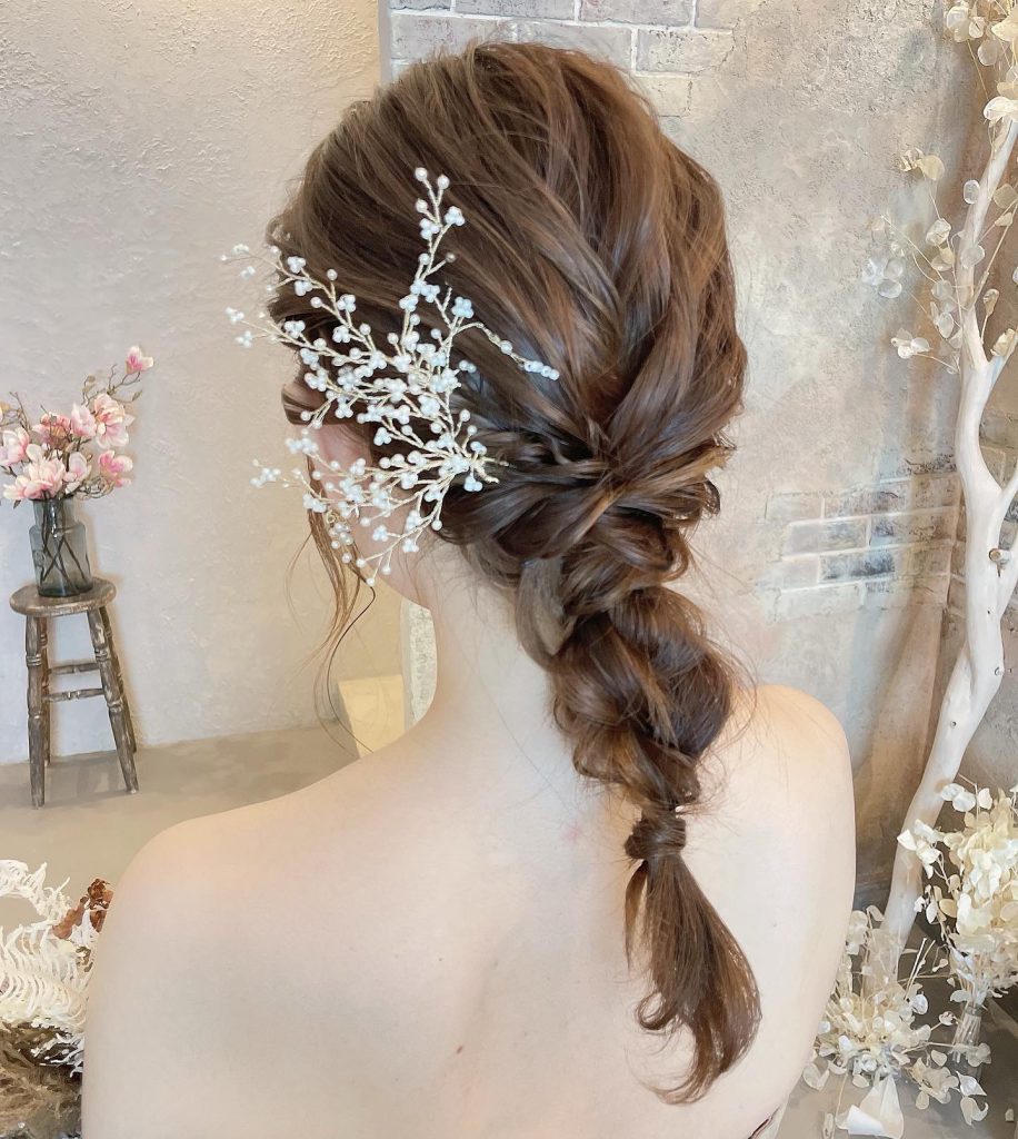 編みおろし ヘアアレンジ ブライダルヘア