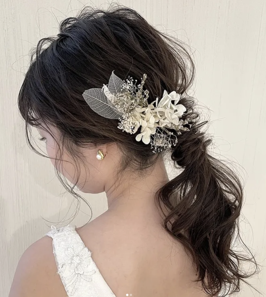ポニーテール ヘアアレンジ ブライダルヘア